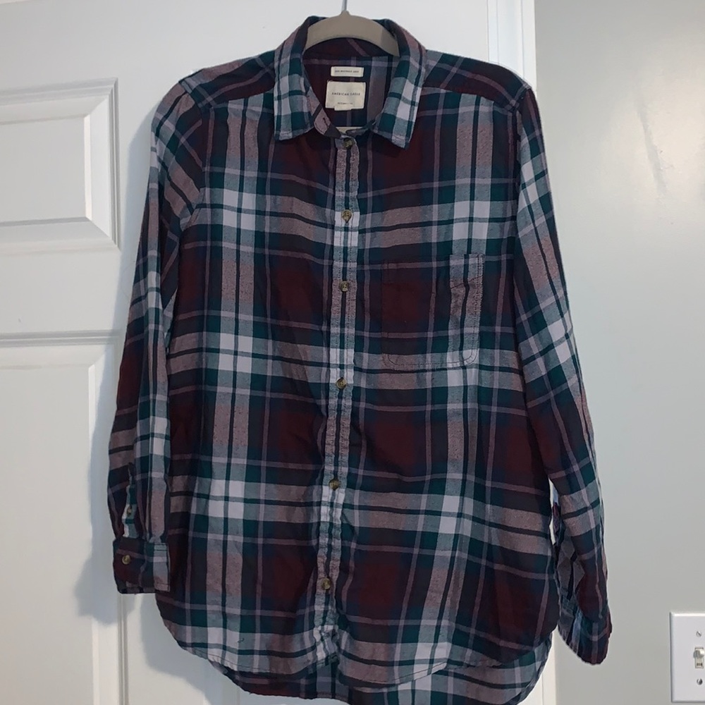 Blue and purple flannel, size L